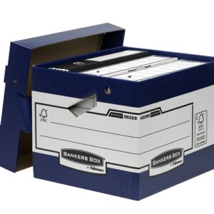 Fellowes Bankers Box Contenedor de Archivos con Asas Ergonomicas Ergo Box - Montaje Automatico Fastfold - Carton Reciclado Certificacion FSC