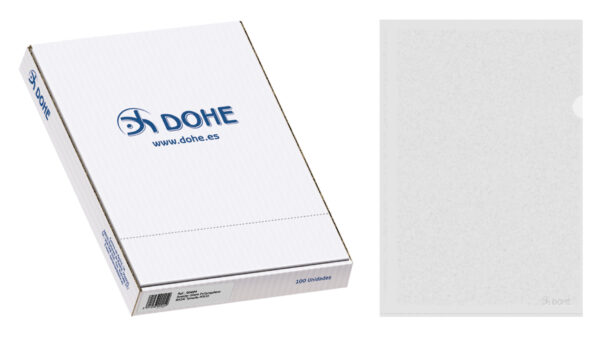 Dohe Caja de 100 Dossiers Uñero Basic - Tamaño Folio - Transparente