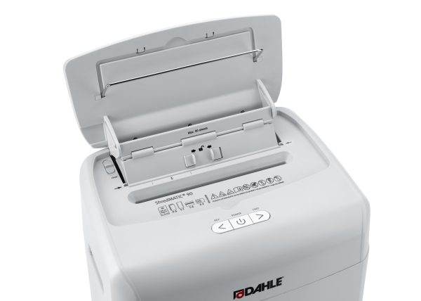 Dahle ShredMATIC 90 Destructora de Papel Automatica 23L con Ruedas - Destruye hasta 90 Hojas por Carga - Corte en Particulas - Apta para Papel y Tarjetas