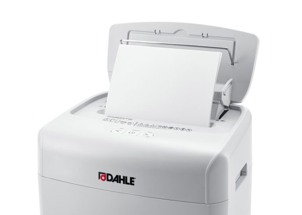 Dahle ShredMATIC 90 Destructora de Papel Automatica 23L con Ruedas - Destruye hasta 90 Hojas por Carga - Corte en Particulas - Apta para Papel y Tarjetas