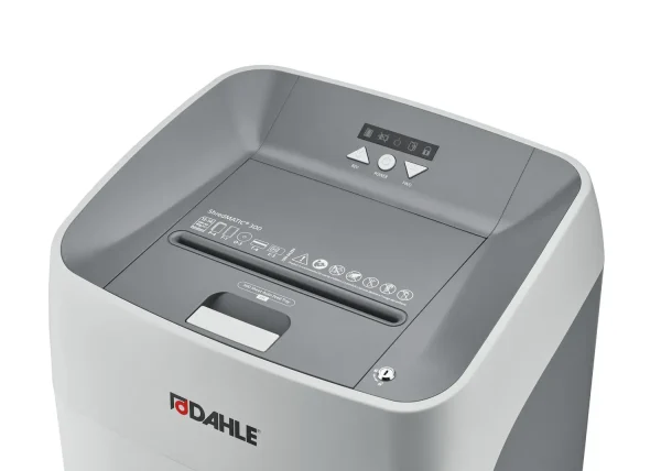 Dahle ShredMATIC 300 Destructora de Papel Automatica 40L con Ruedas - Destruye hasta 300 Hojas por Carga - Corte en Particulas - Apta para Papel y Tarjetas