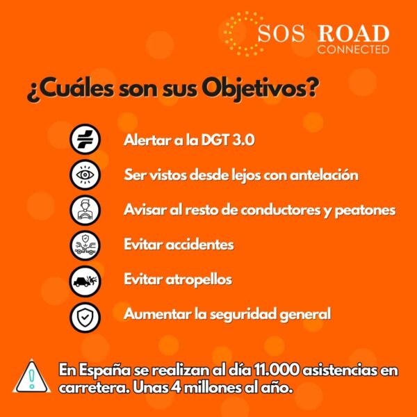 Sos Road Connected Baliza de Señalizacion de Emergencia en Carretera V16 - Homologada por la DGT - Señalizacion y Geoposicionamiento de Emergencia - Resistencia IP54 - Base Magnetica