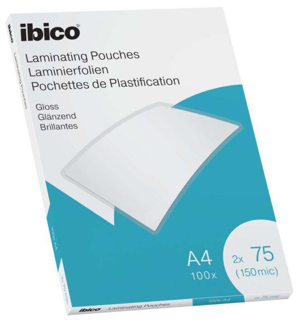 Ibico Caja de 100 Laminas de Plastificar Gloss A4 75 Micras