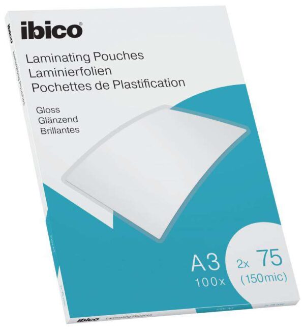 Ibico Caja de 100 Laminas de Plastificar Gloss A3 75 Micras